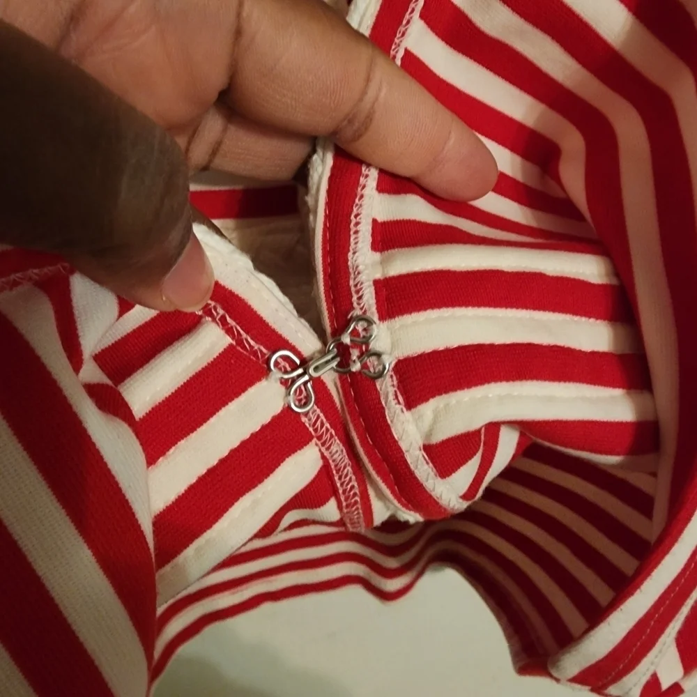 Katherine New York Red White Striped Nautical Theme Knit Jacket Anchor Buttons S